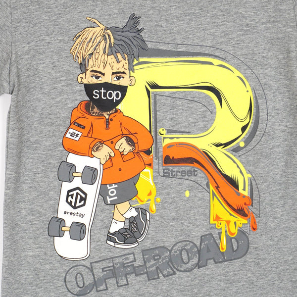 Boys' Off-Road' Printed Light Grey T-Shirt (7-16y) - Clothes4Kids