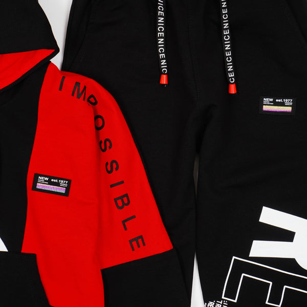 Boys' Reset' Printed Black/Red Tracksuit (8-13y) - Clothes4Kids