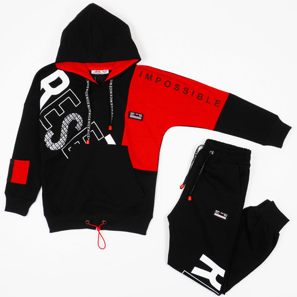 Boys' Reset' Printed Black/Red Tracksuit (8-13y) - Clothes4Kids