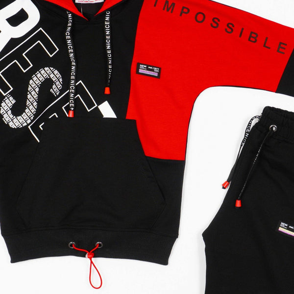 Boys' Reset' Printed Black/Red Tracksuit (8-13y) - Clothes4Kids