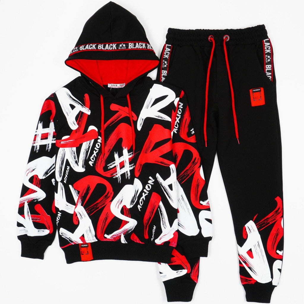 Red black and white sweatsuit online