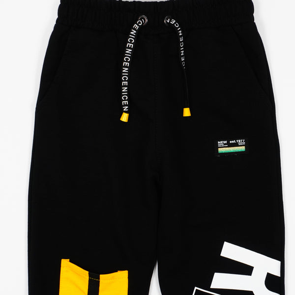 Boys' Reset' Printed Black/Yellow Tracksuit (4-8y) - Clothes4Kids