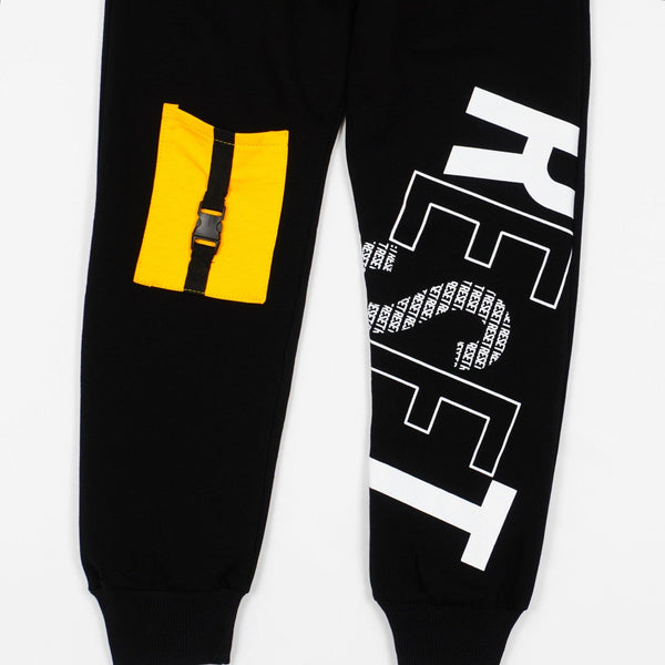 Boys' Reset' Printed Black/Yellow Tracksuit (4-8y) - Clothes4Kids