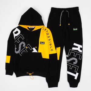 Boys' Reset' Printed Black/Yellow Tracksuit (4-8y) - Clothes4Kids