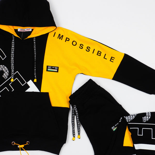 Boys' Reset' Printed Black/Yellow Tracksuit (4-8y) - Clothes4Kids