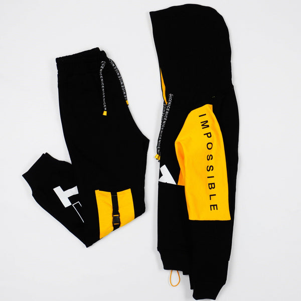 Boys' Reset' Printed Black/Yellow Tracksuit (4-8y) - Clothes4Kids