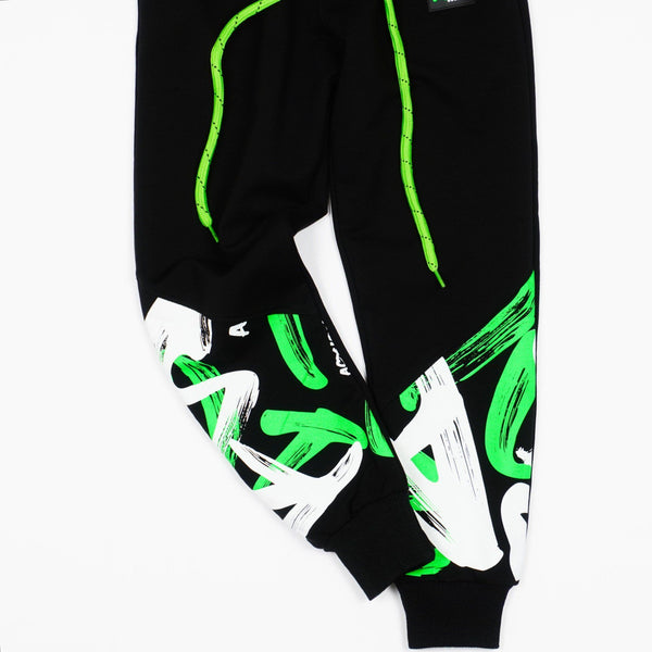 Boys' Graffiti' Printed Black/Green/White Tracksuit (8-13y) - Clothes4Kids