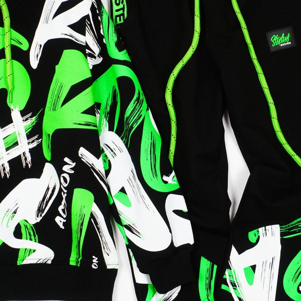 Boys' Graffiti' Printed Black/Green/White Tracksuit (8-13y) - Clothes4Kids