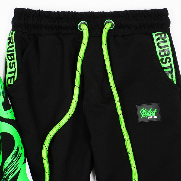 Boys' Graffiti' Printed Black/Green/White Tracksuit (8-13y) - Clothes4Kids