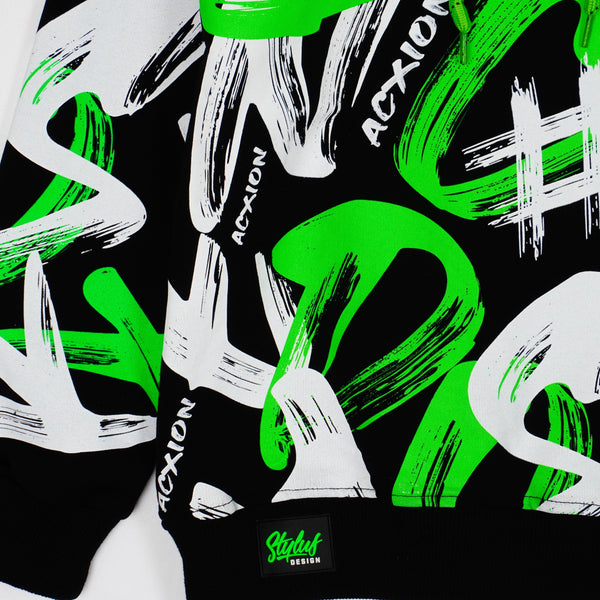 Boys' Graffiti' Printed Black/Green/White Tracksuit (8-13y) - Clothes4Kids