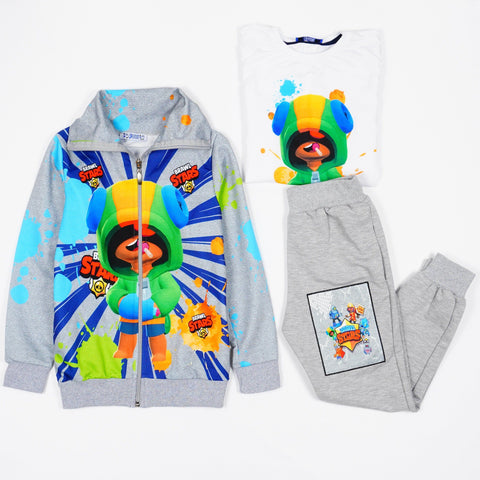 Boys' Brawl Stars 3pcs Grey Set (5-9y) - Clothes4Kids