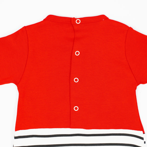 Baby Sleepsuit Penguin Printed Red 2pcs Set (6-12m) - Clothes4Kids