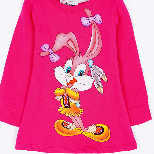 Girls' Babs Bunny' Printed Long Sleeve Pink/Cream Top (9m-3y) - Clothes4Kids