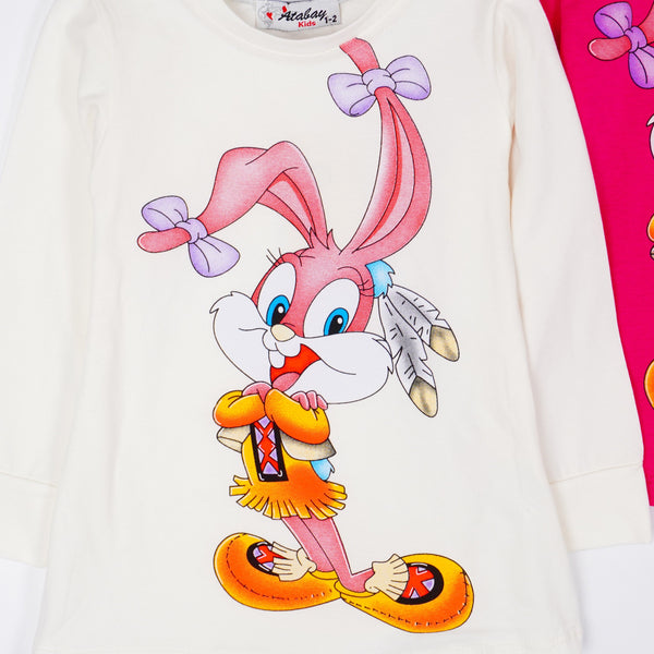 Girls' Babs Bunny' Printed Long Sleeve Pink/Cream Top (9m-3y) - Clothes4Kids