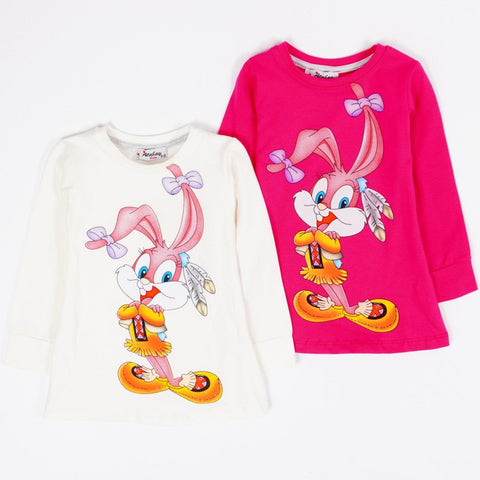 Girls' Babs Bunny' Printed Long Sleeve Pink/Cream Top (9m-3y) - Clothes4Kids