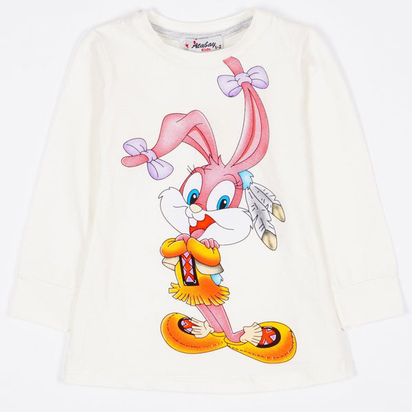 Girls' Babs Bunny' Printed Long Sleeve Pink/Cream Top (9m-3y) - Clothes4Kids