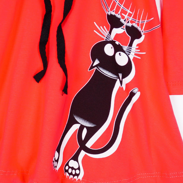 Girls' Meow' Cat' Printed Long Sleeve Dress (9m-7y) - Clothes4Kids