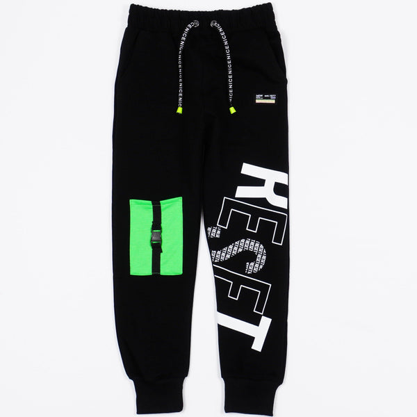 Boys' Reset' Printed Black/Green Tracksuit (8-14y) - Clothes4Kids