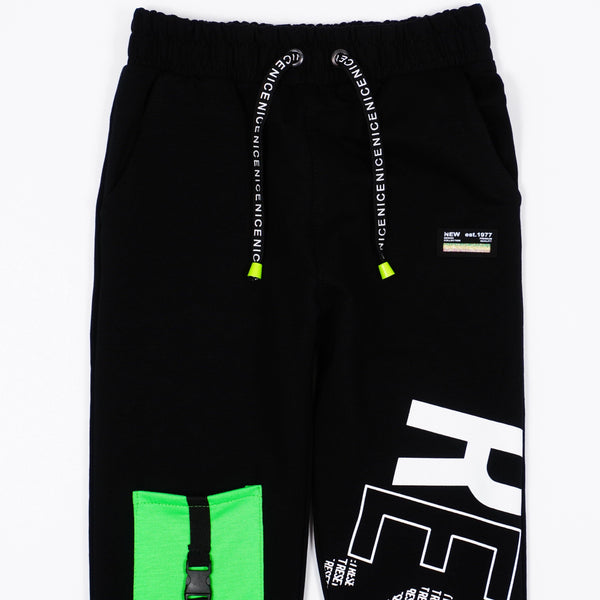 Boys' Reset' Printed Black/Green Tracksuit (8-14y) - Clothes4Kids