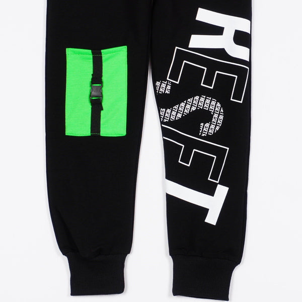 Boys' Reset' Printed Black/Green Tracksuit (8-14y) - Clothes4Kids