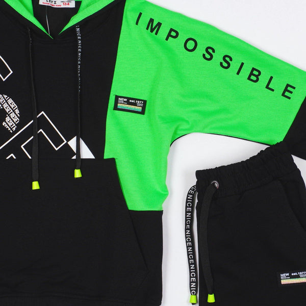 Boys' Reset' Printed Black/Green Tracksuit (8-14y) - Clothes4Kids