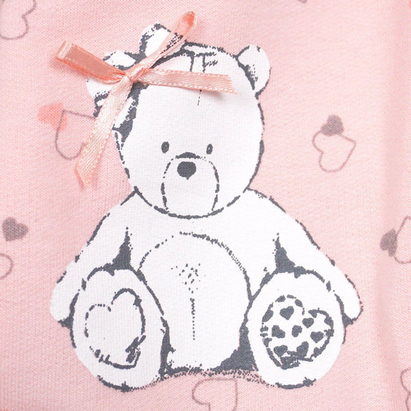 Baby Girl 'Love My Family' Teddy Bear Printed Set Cream/Peach (3-12m) - Clothes4Kids