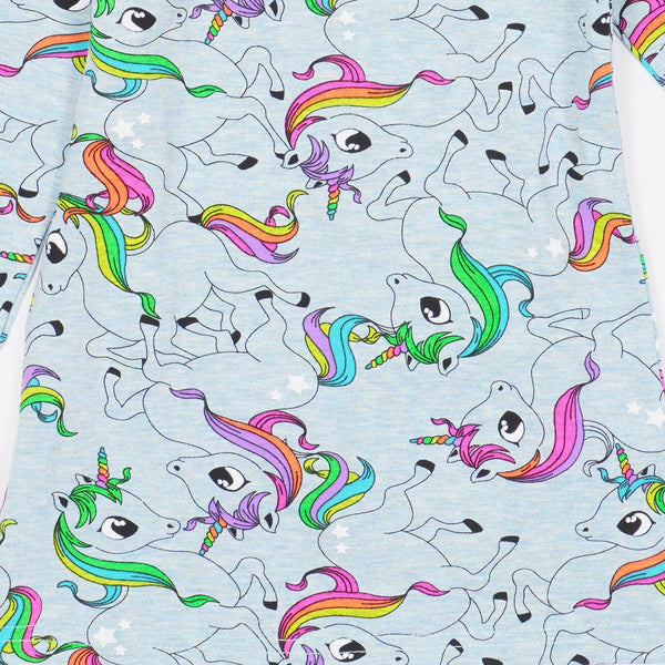 Girls' Unicorns' Printed Long Sleeve Blue Tunic/Dress (3-6y) - Clothes4Kids