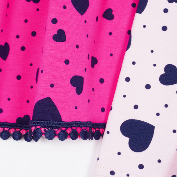 Girls' Hearts Printed Design Long Sleeve Dress  Light Pink/Fuchsia (12m-7y) - Clothes4Kids