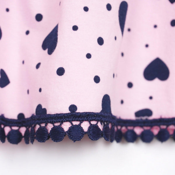 Girls' Hearts Printed Design Long Sleeve Dress  Light Pink/Fuchsia (12m-7y) - Clothes4Kids
