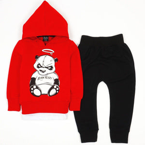 Boys' 'Born Ready' Printed Panda Red Tracksuit (18m-6y) - Clothes4Kids