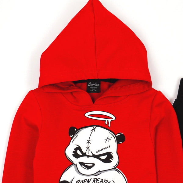 Boys' 'Born Ready' Printed Panda Red Tracksuit (18m-6y) - Clothes4Kids