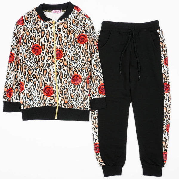 Girls' Love' Roses 3pcs Velour/Cotton Set (5-9y) - Clothes4Kids