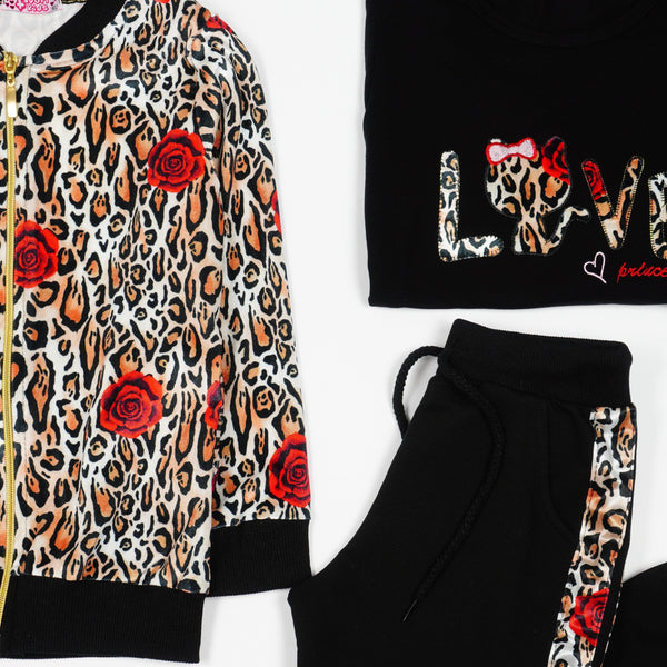 Girls' Love' Roses 3pcs Velour/Cotton Set (5-9y) - Clothes4Kids