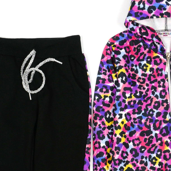 Girls' Leopard Print Purple / Black / White Set (3-9y) - Clothes4Kids