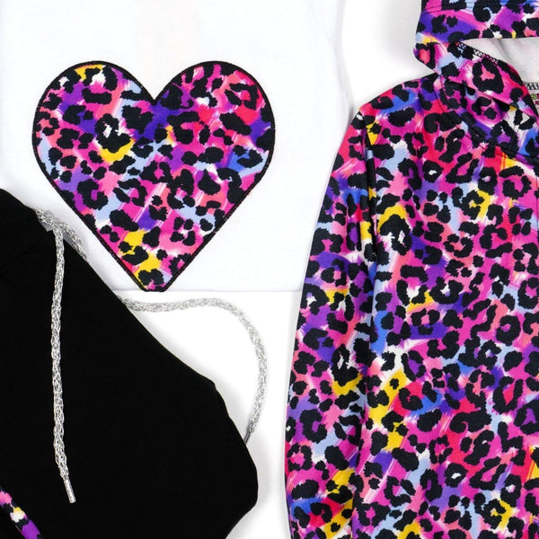 Girls' Leopard Print Purple / Black / White Set (3-9y) - Clothes4Kids