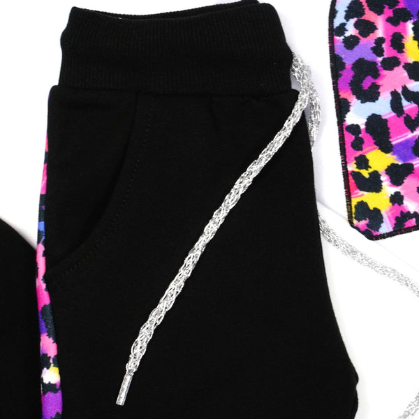 Girls' Leopard Print Purple / Black / White Set (3-9y) - Clothes4Kids