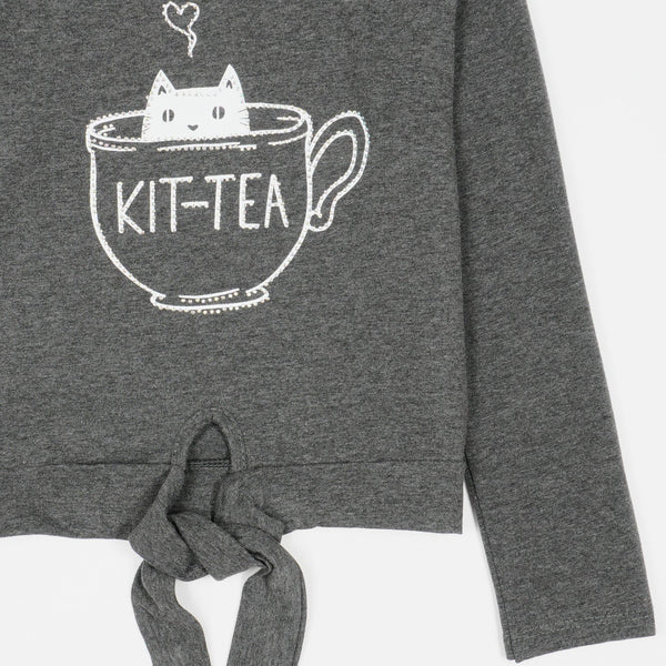 Girls' Kit-Tea' Cat Top *Last sizes-134(8-9y),146(10-11y)* - Clothes4Kids