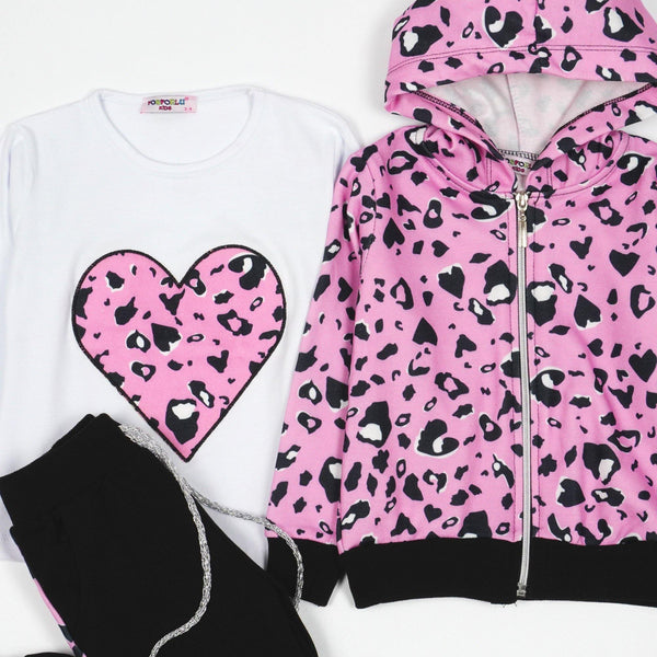 Girls' Leopard Print Pink / Black / White Set (3-10y) - Clothes4Kids