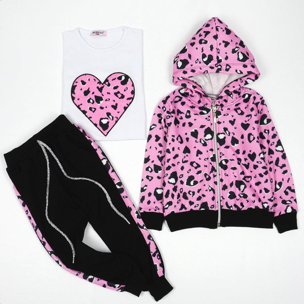 Girls' Leopard Print Pink / Black / White Set (3-10y) - Clothes4Kids