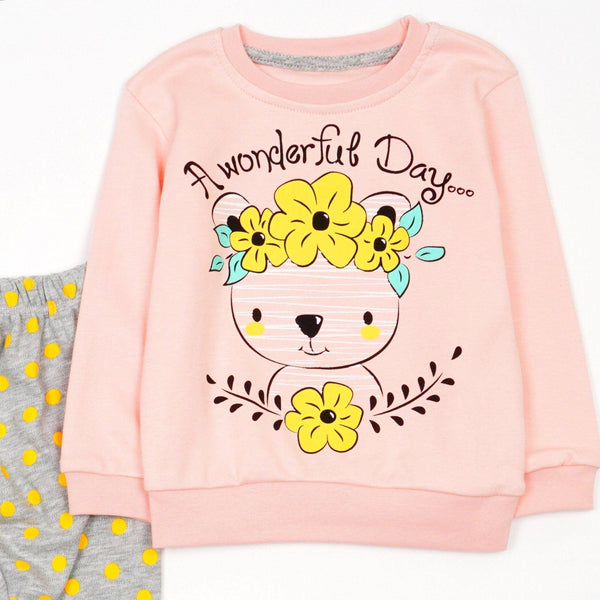 Baby Girl 'A Wonderful Day' Teddy Bear' Printed Set (3-12m) - Clothes4Kids