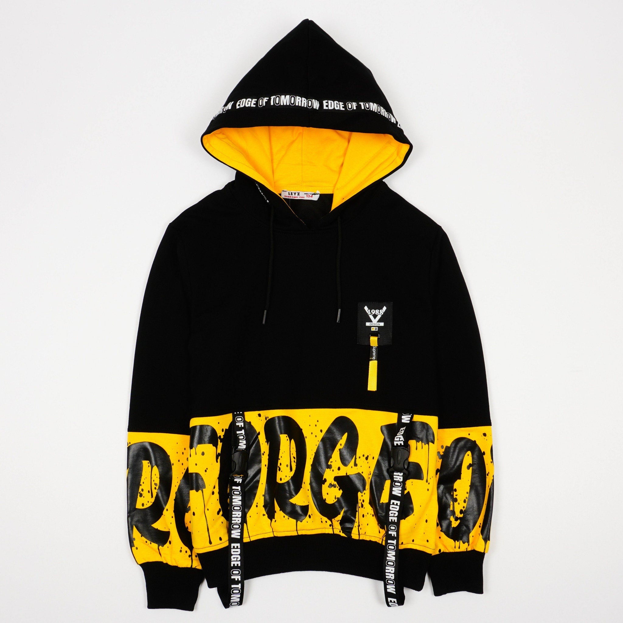 Boy's Forget Hoodie Black/Yellow (8-14y) - Clothes4Kids