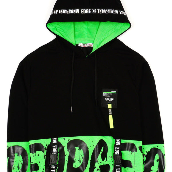 Boy's Forget Hoodie Black/Green (8-14y) - Clothes4Kids
