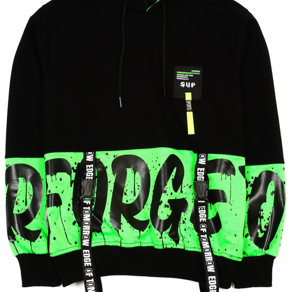 Boy's Forget Hoodie Black/Green (8-14y) - Clothes4Kids