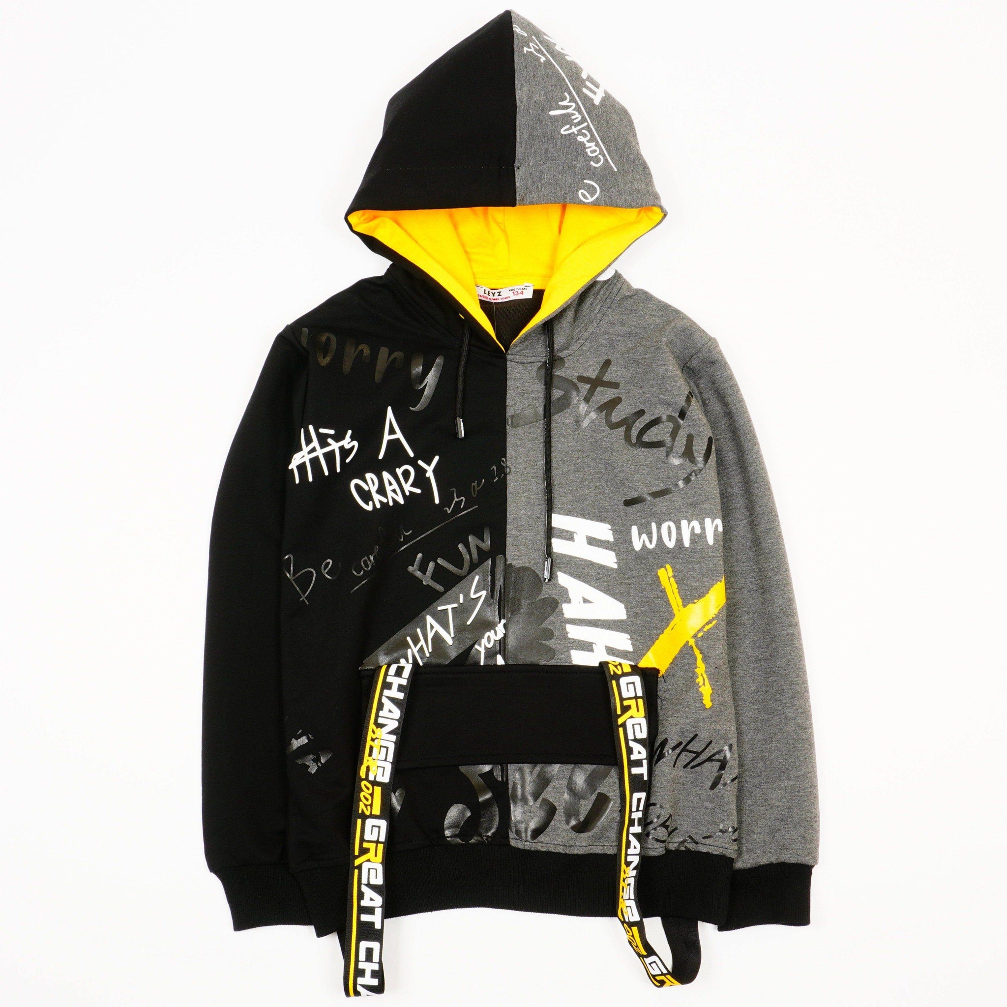 Boy's Hoodie Black/Yellow/Grey (8-14y) - Clothes4Kids