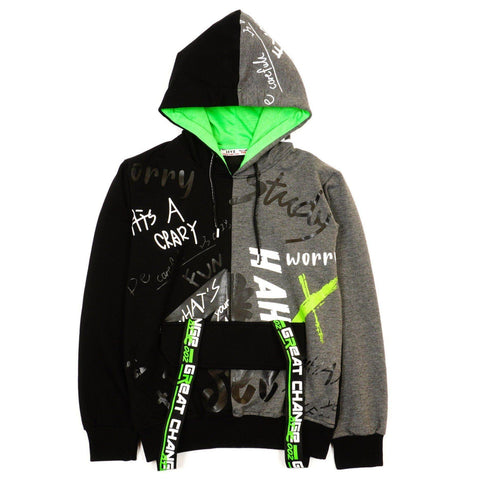 Boys'  Black/Green/Grey Hoodie (8-14y) - Clothes4Kids
