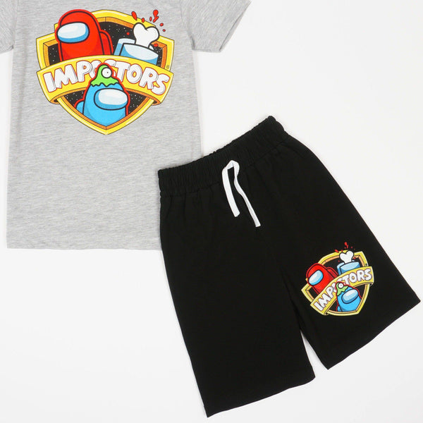 Boys' Among Us ' Printed Grey/Black Summer Set (4-12y) - Clothes4Kids