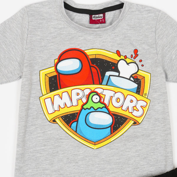 Boys' Among Us ' Printed Grey/Black Summer Set (4-12y) - Clothes4Kids