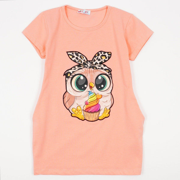 Girls' Little Owl ' Short Sleeve Tunic (8-12y) - Clothes4Kids