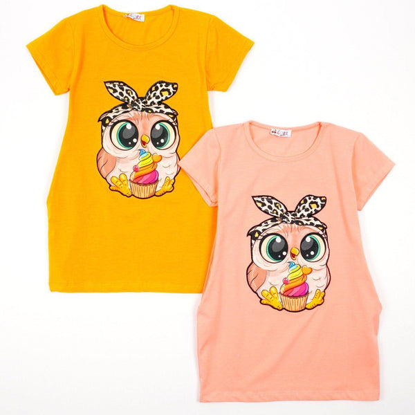 Girls' Little Owl ' Short Sleeve Tunic (8-12y) - Clothes4Kids