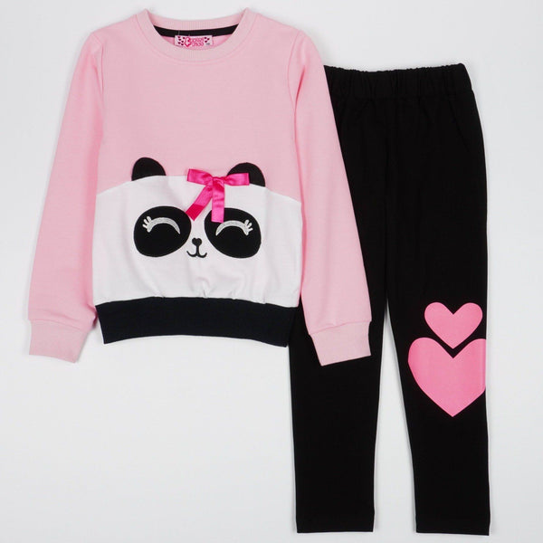 Girls' Panda Light Pink/ Black Set (4-9y) - Clothes4Kids